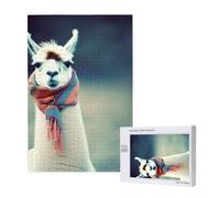 Puzzle en bois de 1000 pièces pour adultes et familles - Lama dans une écharpe - Puzzle d'art pour soirées de jeu, décoration d'intérieur, soulagement du stress et entraînement cérébral