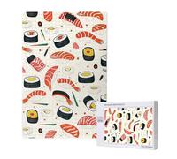 Puzzle en bois de 1000 pièces pour adultes et familles - Motif nourriture sushi - Œuvre d'art pour soirées de jeu, décoration d'intérieur, soulagement du stress et entraînement cérébral