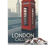 Puzzle en Bois de 1000 pièces pour Adultes - Illustration de Cabine téléphonique Rouge « London Calling » - Jeu de Puzzle Artistique pour Enfants et familles - Cadeau de Noël (75 x 50 cm)