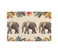 Puzzle en bois de 1000 pièces pour adultes - Le petit éléphant est parmi les fleurs - Cadeaux pour adultes - Décoration d'intérieur