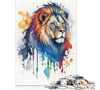 Puzzle en Bois de 1000 pièces pour Adultes, Motif Lion Aquarelle, Puzzle carré pour Enfants, Jeux en Famille, Cadeau de Noël, 1000 pièces (75 x 50 cm)