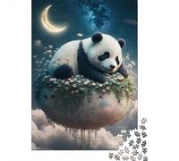 Puzzle en Bois de 1000 pièces pour Adultes, Motif Panda Galaxie, Jeu Familial, pour Un ami, 1000 pièces (75 x 50 cm).