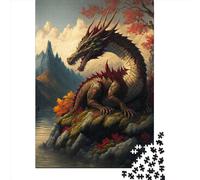 Puzzle en Bois de 1000 pièces pour Adultes, Puzzle carré Asiatique Dragon pour Enfants, Jeux en Famille, Cadeaux de Noël, 1000 pièces (75 x 50 cm)