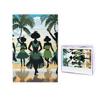 Puzzle en bois de 1000 pièces pour adultes - Puzzle difficile à personnaliser - Cinq silhouettes de danse hawaïenne - Puzzle en bois amusant - Décoration d'intérieur moderne - Art mural - Cadeau