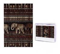 Puzzle en bois de 1000 pièces pour adultes - Puzzle en bois personnalisé à partir de photos - Puzzle à motif d'éléphant tribal pour famille, mariage, Noël, cadeaux d'anniversaire