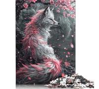 Puzzle en bois de 1000 pièces pour adultes « Renard Fleur de cerisier Japon » Puzzle pour enfants, jeux familiaux, 1000 pièces (75 x 50 cm)