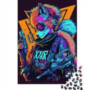 Puzzle en Bois de 1000 pièces pour Adultes - Renard Neon8 - Puzzle carré pour Enfants - Jeux en Famille - Cadeaux de Noël - 1000 pièces (75 x 50 cm)