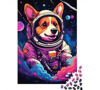 Puzzle en Bois de 1000 pièces pour Adultes, thème Astronaute et Corgi, Jeu Familial, pour Un ami, 1000 pièces (75 x 50 cm)