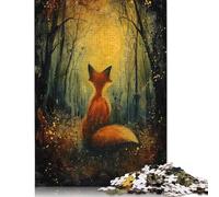 Puzzle en Bois de 1000 pièces Renard au Clair de Lune - Puzzle Magique pour Adultes pour Noël et Les Anniversaires en Famille - 1000 pièces (75 x 50 cm)