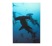 Puzzle en Bois de 1000 pièces représentant des Requins-marteaux, idéal pour Adultes.