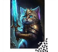 Puzzle en Bois de 1000 pièces représentant Un Chat Tenant Le Premier Mythe, Jeu éducatif pour Adultes (75 x 50 cm).