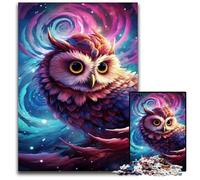 Puzzle en Bois de 1000 pièces représentant Un Hibou Fantastique, idéal comme Cadeau de Noël, d'halloween, de Pâques ou du Nouvel an 50x75cm/19,68x29,52 Pouces.