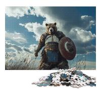 Puzzle en Bois de 1000 pièces représentant Un Ours Guerrier, idéal pour Adultes. Jeu éducatif Anti-Stress et Cadeau de Noël. 1000 pièces (75 x 50 cm).