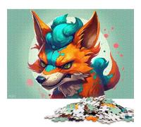 Puzzle en Bois de 1000 pièces représentant Un Renard, Style Dessin animé, pour Adultes. Jeu éducatif et Anti-Stress. Idée Cadeau de Noël. 1000 pièces (75 x 50 cm).