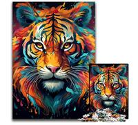 Puzzle en Bois de 1000 pièces représentant Un Tigre Exotique Peinture féroce idéal pour Noël Halloween Pâques Nouvel an (38 x 26 cm)