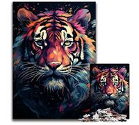 Puzzle en Bois de 1000 pièces représentant Un Tigre majestueux idéal comme Cadeau d'anniversaire pour Adultes. Jeu Stimulant pour Le Cerveau (38 x 26 cm).