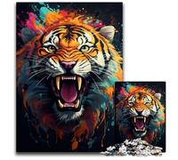 Puzzle en Bois de 1000 pièces représentant Un Tigre majestueux idéal pour Noël Halloween Pâques Nouvel an (75 x 50 cm).