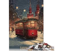 Puzzle en Bois de 1000 pièces représentant Un Trajet en Tramway enneigé à Moscou - Jeu éducatif Anti-Stress - Cadeau de Noël - 1000 pièces (75 x 50 cm)