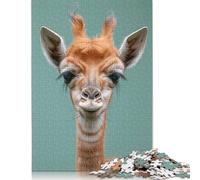Puzzle en Bois de 1000 pièces représentant Une Adorable Girafe - Illustration Animale - Puzzle Unique et créatif pour Adultes et Toute la Famille - Jeu Stimulant - 1000 pièces (75 x 50 cm)