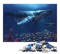 Puzzle en Bois de 1000 pièces représentant Une Baleine et Un Perroquet Noir, idéal pour Adultes. Jeu éducatif et Anti-Stress. Cadeau de Noël. 1000 pièces (75 x 50 cm).