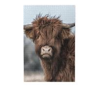 Puzzle en Bois de 1000 pièces représentant Une Vache et la Faune écossaise, idéal pour Adultes.