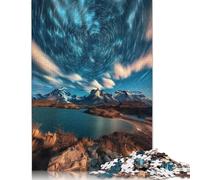 Puzzle en bois de 1000 pièces - Tourbillon d'étoiles au-dessus des sommets - Activité familiale - 1000 pièces (75 x 50 cm)