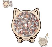 Puzzle en Bois de 135 pièces en Forme de Chat aux Couleurs Morandi, encadré par d'adorables Contours de Chat, Forme Animale Unique, décoration intérieure (A)