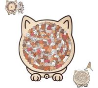 Puzzle en Bois de 135 pièces en Forme de Chat aux Couleurs Morandi, encadré par d'adorables Contours de Chat, Forme Animale Unique, décoration intérieure (D)