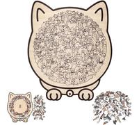 Puzzle en Bois de 135 pièces en Forme de Chat aux Couleurs Morandi, Puzzle en Bois de Chat en Forme d'animal, encadré par des Contours de Chat enchanteurs, pour la Famille, Les Amis, Les