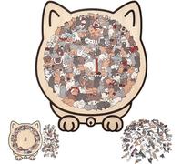 Puzzle en Bois de 135 pièces en Forme de Chat aux Couleurs Morandi, Puzzle en Bois de Chat en Forme d'animal, encadré par des Contours de Chat enchanteurs, pour la Famille, Les Amis, Les