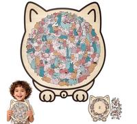 Puzzle en bois de 135 pièces en forme de chat coloré Maillard, puzzle en bois en forme d'animal unique pour adultes et adolescents, cadeau de décoration d'intérieur, pose ludique, contours en forme de