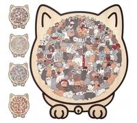 Puzzle en bois de 135 pièces en forme de chat de couleur Morandi, pièces d'animaux uniques, cadeaux créatifs pour les amateurs de chats ou les fans de puzzle, décoration d'intérieur (Morandi)
