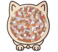 Puzzle en Bois De 135 Pièces en Forme De Chat, Forme Animale Unique, Cadre Contour De Chat, Puzzle Créatif Décoratif, Silhouettes De Chatons dans des Poses Espiègles(B)