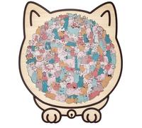 Puzzle en Bois De 135 Pièces en Forme De Chat, Forme Animale Unique, Cadre Contour De Chat, Puzzle Créatif Décoratif, Silhouettes De Chatons dans des Poses Espiègles(C)
