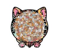 Puzzle en bois de 135 pièces en forme de chat, puzzle en bois unique en forme d'animal, pièces de puzzle encadrées par de charmants contours de chats, pour la famille, les amis, les amoureux