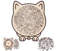Puzzle en bois de 135 pièces en forme de chats de Noël, cadeaux créatifs festifs avec des designs adorables pour garçons et filles. (D)