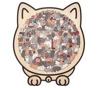 Puzzle en bois de 135 pièces en forme de chats de Noël, cadeaux créatifs festifs avec des designs adorables pour garçons et filles. (A)