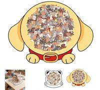 Puzzle en Bois de 135 pièces en Forme de Chien aux Couleurs Morandi, Puzzle en Bois Unique en Forme d'animal, Cadeau créatif pour Les Amateurs de Puzzles, décoration d'intérieur (A)