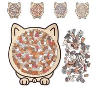 Puzzle en Bois De 135 Pièces Forme Chat Couleur Morandi, Cadre Unique Et Aspect Artistique, Puzzles Difficiles à Collectionner pour Soulager Le Stress.(#B)