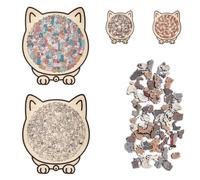 Puzzle en Bois De 135 Pièces Forme Chat Couleur Morandi, Cadre Unique Et Aspect Artistique, Puzzles Difficiles à Collectionner pour Soulager Le Stress.(C+D)