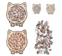 Puzzle en Bois De 135 Pièces Forme Chat Couleur Morandi, Cadre Unique Et Aspect Artistique, Puzzles Difficiles à Collectionner pour Soulager Le Stress.(A+B)