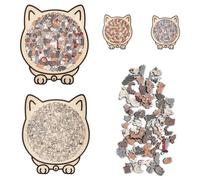 Puzzle en Bois De 135 Pièces Forme Chat Couleur Morandi, Cadre Unique Et Aspect Artistique, Puzzles Difficiles à Collectionner pour Soulager Le Stress.(A+D)