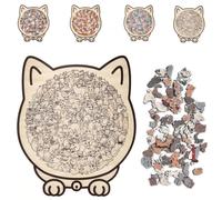 Puzzle en Bois De 135 Pièces Forme Chat Couleur Morandi, Cadre Unique Et Aspect Artistique, Puzzles Difficiles à Collectionner pour Soulager Le Stress.(#D)