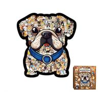 Puzzle en bois de 136 pièces pour adultes, puzzle en forme de chien avec cadre, art mural décoratif, défi avancé, décoration d'intérieur, cadeau