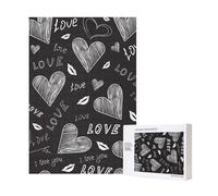 Puzzle en Bois de 300 pièces avec cœurs et Mots d'amour écrits à la Main, présenté dans Une boîte pour Adultes.