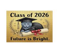 Puzzle en bois de 300 pièces avec motif chat bleu russe félicitations pour adultes, diplôme de remise de diplôme, décorations de classe 2026 pour divertissement à domicile