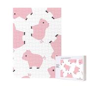 Puzzle en Bois de 300 pièces Cochon Rose pour s'amuser en Famille