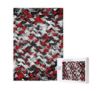 Puzzle en Bois de 300 pièces « Explosion géométrique » Noir et Rouge avec boîte d'emballage pour Adultes