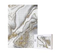 Puzzle en Bois de 300 pièces Gris Liquid Marble - Perle et Or, idéal pour s'amuser en Famille.