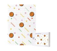 Puzzle en Bois de 300 pièces représentant des Silhouettes de Basket-Ball, avec boîte d'emballage pour Adultes.